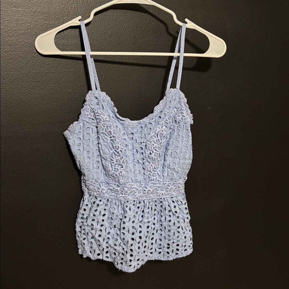 Light Blue Eyelet Lace Top